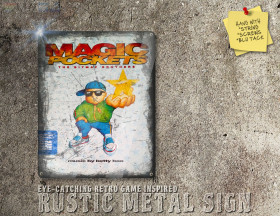 Vintage Looking Amiga, Atari ST Game Magic Pockets Box Artwork Metal Sign [670]
