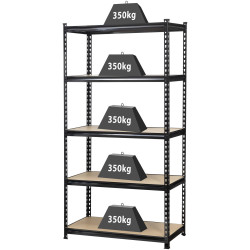 Toolcraft 1530556 Heavy Duty Shelving 350kg Capacity Metal MDF Black