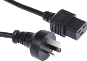 Przewód zasilania złącze A: IEC C19, złącze B: Wtyk australijski typu I 2m 15 A 250 V Czarny