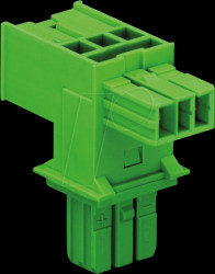 893-1606 T-Verteiler, 2-polig, Kod. E, 1 Eingang - 2 Ausgänge, grün