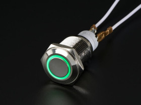 Adafruit Rugged Metal Pushbutton with Green LED Ring
