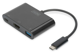 Multi Adapter 1xHDMI 4K 30Hz UHD 1xUSB-C Power Delivery, 1xUSB A na USB 3.1-C czarny DA-70855