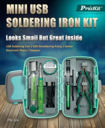 Zestaw lutownica USB + narzędzia PK-324 Kompaktowy rozmiar ze wszystkimi niezbędnymi narzędziami
