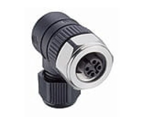 Złącze do samokonfekcjonowania M12 złącze żeńskie kątowe 4-polowe ze stalową heksagonalną gwintowaną nakrętką RKCWN 4/9