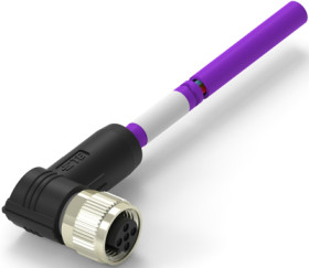 Sensor actuator cable, M12-cable socket, angled to open end, 2 pole, 1 m, PUR, purple, 4 A, TAB62446501-002