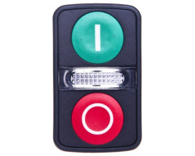 Napęd przycisku podwójny zielony/czerwony /O-I/ z podświetleniem z samopowrotem ZB5AW7A3741