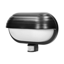 MUSAM, oprawa ogrodowa z czujnikiem ruchu 180, 1x60W, E27, IP44, z przesłoną, plastik, czarna,LF-1/B