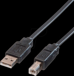 02.11.67 USB 2.0 cable, USB type-A connector to USB type-B connector, fla