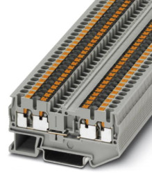 Through terminal block, push-in connection, 0.14-4.0 mm², 4 pole, 20 A, 6 kV, gray, 3209569