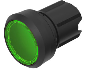Pushbutton switch, illuminable, latching, waistband round, green, front ring black, mounting Ø 22.3 mm, 45-2234.11H0.000