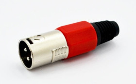 Wtyk mikrofonowy na przewód XLR 3 pin czerwony