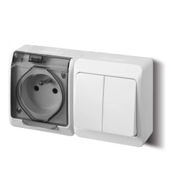 HERMES Gniazdo pojedyncze z/u 2P+Z + łącznik świecznikowy biały 0327-13