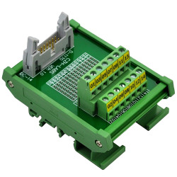 CZH-LABS DIN Rail Mount IDC-14 Male Header Connector Breakout Board Interface Module, IDC Pitch 0.1&quot;, Terminal Block Pitch