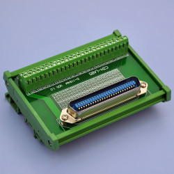 CZH-LABS DIN Rail Mount 50-Pin 0.085&quot; Centronics Male Ribbon Connector Interface Module, Screw Terminal Block Breakout Boar