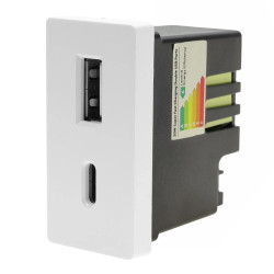 Moduł 1/2 - ładowarka USB 20W super fast USB A+C - biały - kompatybilny z ramkami Tawoia Glass