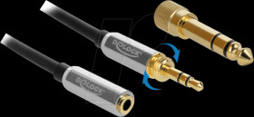 85780 Stereo Jack Cable 3.5 mm 3 pin m > fem, 6.35 mm screw adapter 1