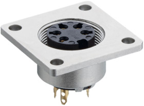 Panel socket, 3 pole, solder cup, screw locking, straight, 0308 03