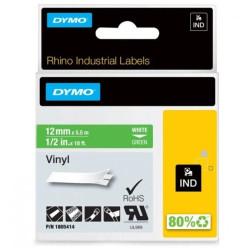 Taśma DYMO IND winylowa uniwersalna 12mm x 5,5m (zielona / biały nadruk) RHINO Industrial 1805414 ORYGINALNA