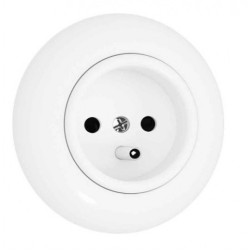 Gniazdo zasilające pojedyncze podtynkowe IP20 białe z okragłą ramką [2P+Z] 16A LOFTICA