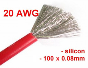 20 AWG Flexible Tinned Copper Silicone Wire - 100 Wires - 0.5 mm2 - Red