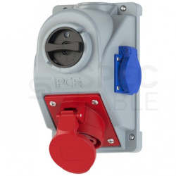 Gniazdo siłowe stałe z wyłącznikiem 5p 16A 400V + 2P+Z 230V PCE