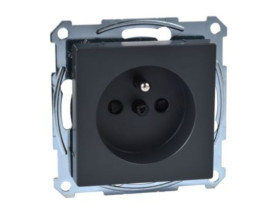 MERTEN Gniazdo pojedyncze z uziemieniem i przesłoną zaciski śrubowe antracyt system M MTN2600-0414 SCHNEIDER ELECTRIC
