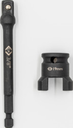 Socket wrench, 2 pieces, Hexagon, slot, 3/8 inch, 19 mm, T4670M 19