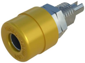 Gniazdo bananowe montażowe SKS Hirschmann BIL 20, izolowane, O 4 mm, 16 A, żółte