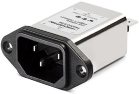 IEC inlet filter C14, 50 to 400 Hz, 15 A, 250 VAC, 75 µH, faston plug 6.3 mm, FN9222R-15-06