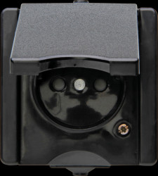 954705002 proAQA central earthed outlet, hinged cover, black