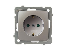 KARO Gniazdo pojedyncze z uziemieniem schuko z przesłonami IP-20 zaciski gwintowe srebrny perłowy GP-1SSP/m/43 OSPEL