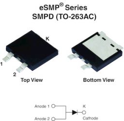 V40DL45BP TMBS&#174; (Trench MOS Barrier Schottky) Rectifier for PV Solar Cell Bypass Protection Ultra Low VF = 0.26 V at IF = 5