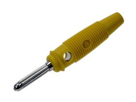Wtyk bananowy; 4mm; BUELA-30 930727103; żółty; 60mm; lutowany; wtykany (gniazdo bananowe 4mm); 30A; 60V; mosiądz niklowany; PVC;