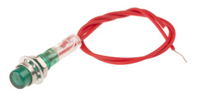 Lampka kontrolna do montażu panelowego 240V, zielona 6.4mm Neonowy Chrom Wyprowadzenia CAMDENBOSS