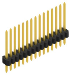 Pin header, 15 pole, pitch 1.27 mm, straight, black, 10060478