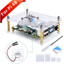 Raspberry Pi Single Layer Acrylic Case with Transparent Fan (Support Pi 4)