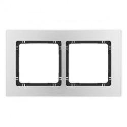 DECO Ramka uniwersalna podwójna - aluminium szczotkowane (ramka: srebrna spód: czarny) 7-12-DRA-2