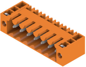 Pin header, 7 pole, pitch 3.5 mm, angled, orange, 1607090000