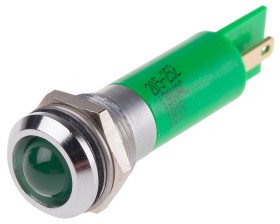 Lampka kontrolna do montażu panelowego 130V ac, zielona 12mm LED Chrom RS PRO