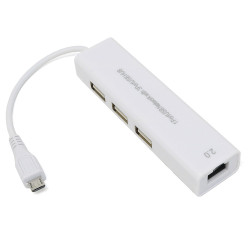 Ethernet and USB Hub with Micro-USB OTG Connector
