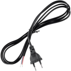 Sznur Przyłączeniowy Kabel 2m 2x 0.5 z Wtyczką CZARNY