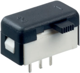 Slide switch, On-On, 1 pole, angled, 1 A/30 VDC, 25336NA