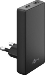 Podwójna szybka ładowarka USB-C™ PD GaN 90 płaska (45 W) czarny 75721