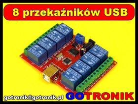 Moduł 8 przekaźników sterowanych poprzez USB