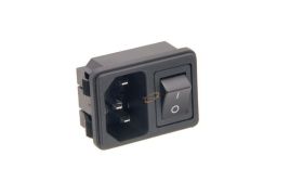 GNIAZDO MESKIE + WYLACZNIK ZATRZASKOWE czarne IEC