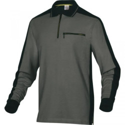 Polo mach spirit z długimi rękawami z siatki bawełnianej (100) 210 g/m? kolor szaro-czarny rozmiar 3XL CORP M5POLGR3X