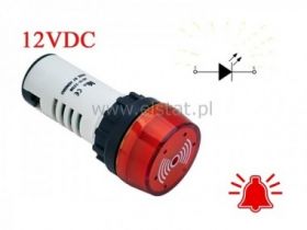 Kontrolka AD16-22SM 12V mig + buzer czerw 22mm