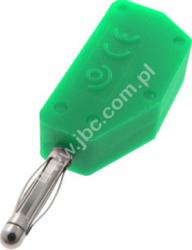 215-GN Wtyczka izolowana 2mm lamelkowa z dodatkowym gniazdem 2mm, zielona, ELECTRO-PJP, 215GN