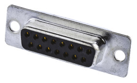 Złącze D-Sub 15-pinowe Żeński Proste Montaż na panelu raster 2.77mm Złoto