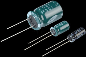 Electrolytic capacitor, 6.3 x 11 mm, spacing 2.5 mm